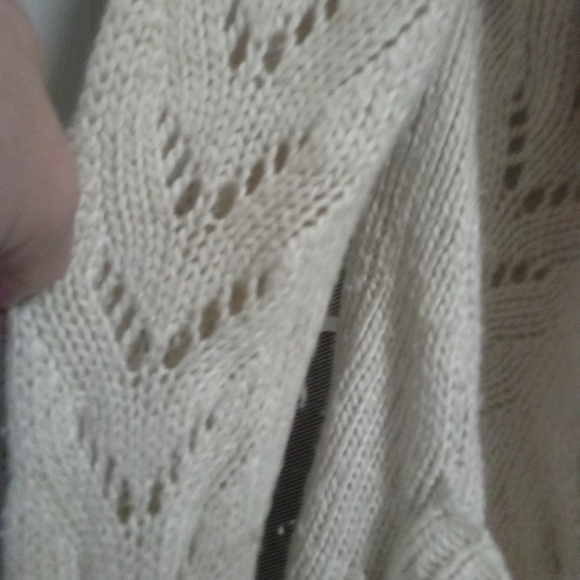 Cecico white & Beige Knit Cardigan Sweater granny common, warm soft traditional - Picture 2 of 10
